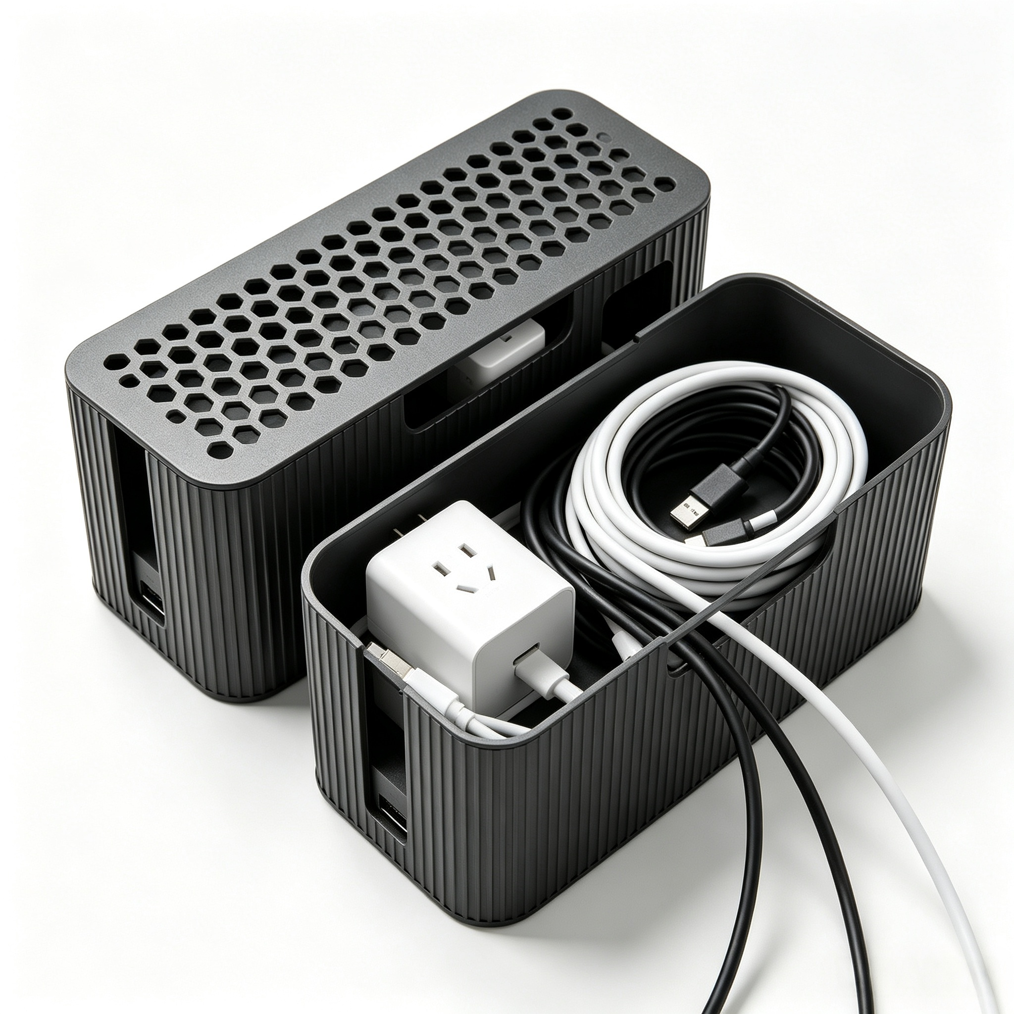 Desktop 3D Printed Office Supplies Power Strip Organizing Ventilated Wire Storage Box