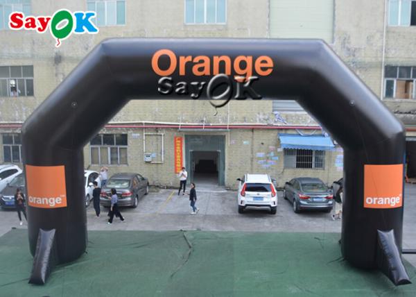 Linha inflável arco inflável do começo da entrada de encerado do PVC do preto para o supermercado do parque