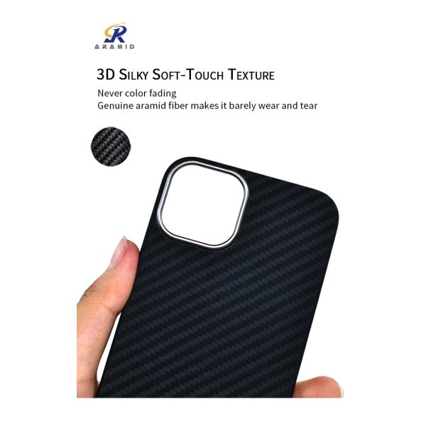Metal Ring Camera Full Protection Kevlar Aramid Fiber Phone Case For iPhone 14