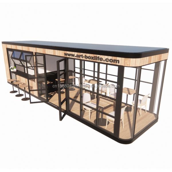 Cuadro de acero acero galvanizado doblado 180g Diseño moderno 20ft 40ft Prefab Container Casa para cafeterías móviles Restaurantes