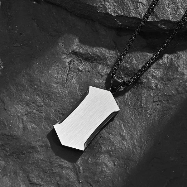 Collar de cuello de cruz de acero inoxidable Jewelry cristiano satin cuadrado cruz religiosa grabado collar para hombres