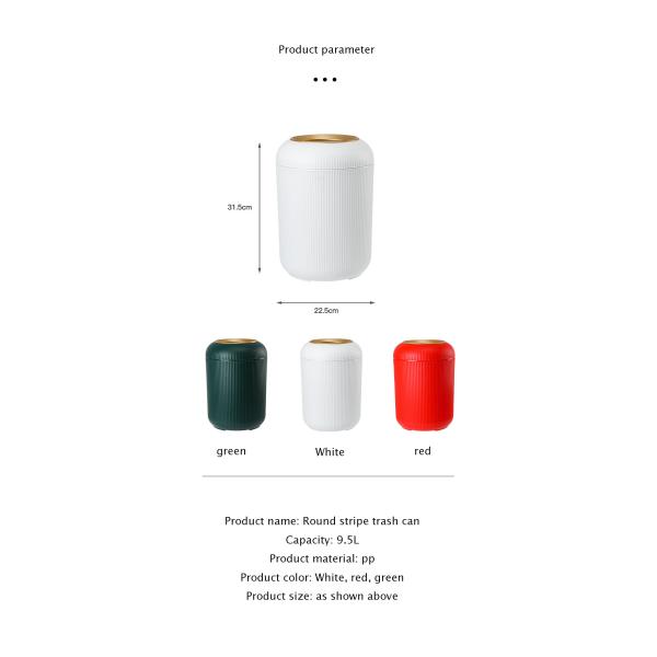 Household Trash Can Large Living Room Kitchen Bedroom Light Luxury Desktop Storage Bucket Toilet Plastic Trash Can