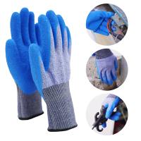 Gants de travail en latex bleu de palmier résistant à la coupe Gants de coupe ANSI A4 pour travaux de construction