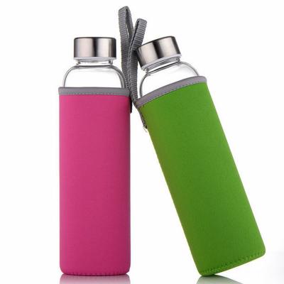garrafa de água personalizada 550ml do vidro de Borosilicate com luva do neopreno