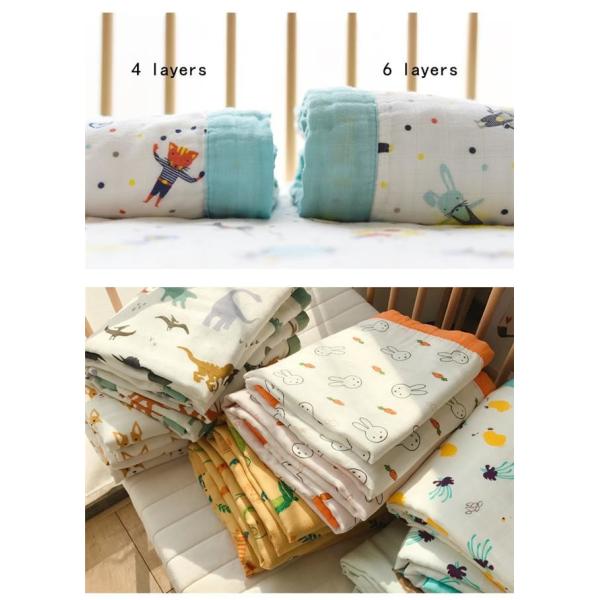 Oversized Bamboo Cotton Muslin Swaddle Blankets Fresh Fashionable Fun Cartoon Color