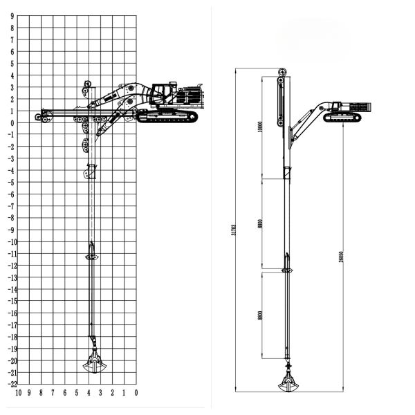 Excavator Telescoping Boom 3 Section Extendable Arm Used For 20 -40 Tons Excavator For Dredging Work