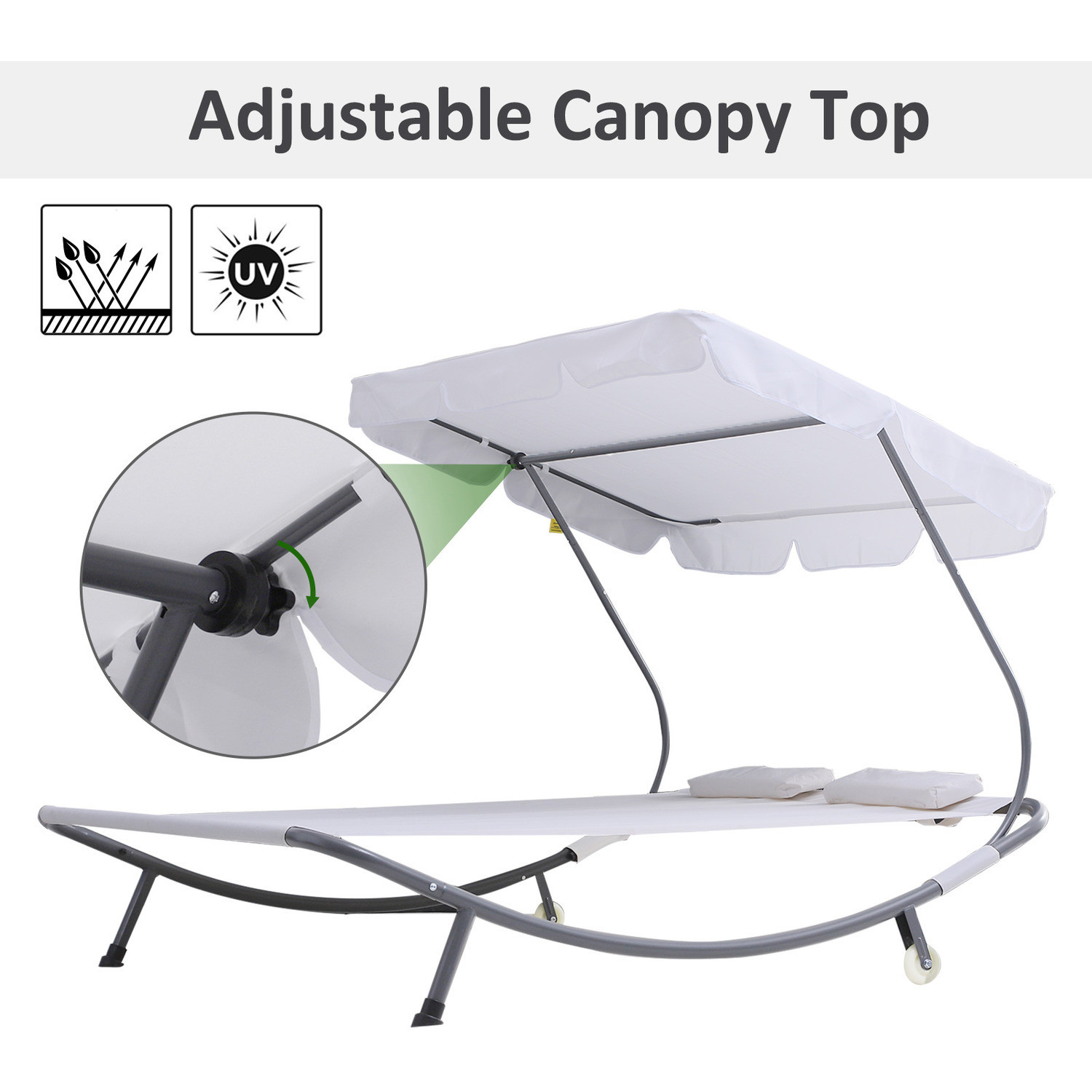 Adjustable Canopy Steel Frame Hammock for Outdoor Poolside Lounging and Relaxation