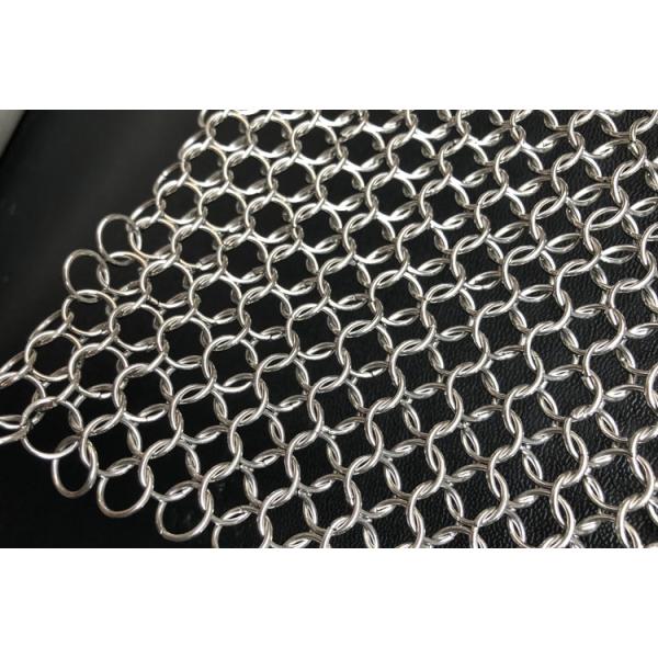 304 316 Stainless Steel Chainmail Cast Iron Scrubber 7 / 8 Inch For Kitchen