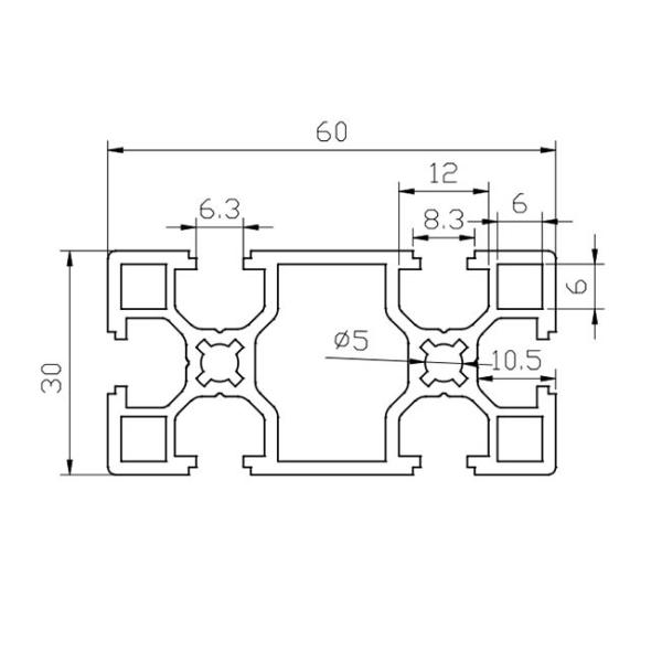 Green Powder Coating T Slot Aluminum Profile 30 * 60 For Exhibition Shelf
