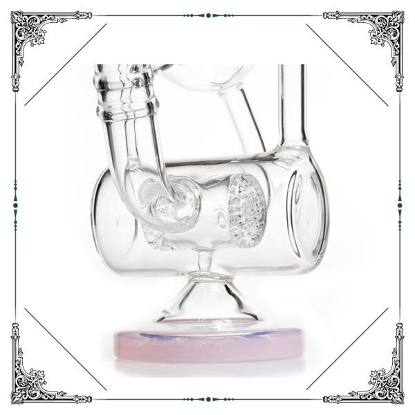 10.5 Inches Pink Glass Recycler With Double Honeycomb Percs Bongs