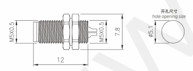 M5 Мужчина Передняя монтажная розетка Сплавщик винт M5 * 0.5 3/4pin Черный 20A IP67