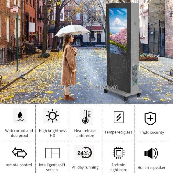 CH Custom Waterproof Advertised Player Kiosk Free Standing 4K IP65 High Brightness Double Sided LCD Outdoor Digital Graphics