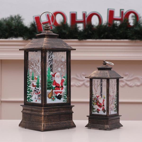 Battery Operated Snowman Led Lantern Christmas Flame Lamp Holiday Home Decor