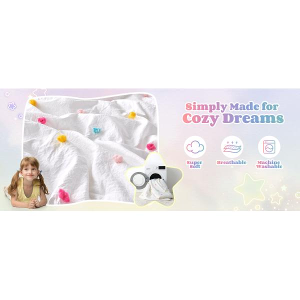 White Childrens Cotton Bedding Jacquard Tufted Dot Crib Bed Sheets Set