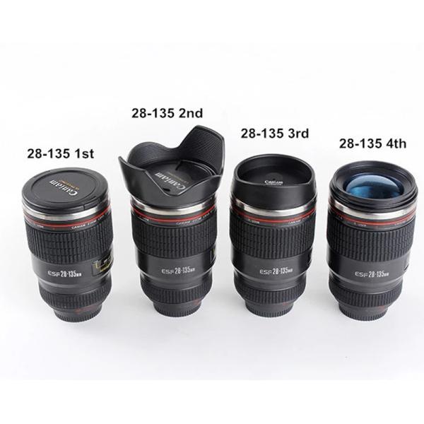 Creative Double Wall Stainless Steel 400ml Camera Lens Shape Coffee Mug Travel Bottle