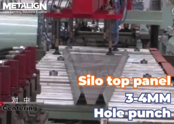 High Efficiency Silo Forming Machine For Slanted Metal Grain Silo Roof Panels With Pre Punched Holes