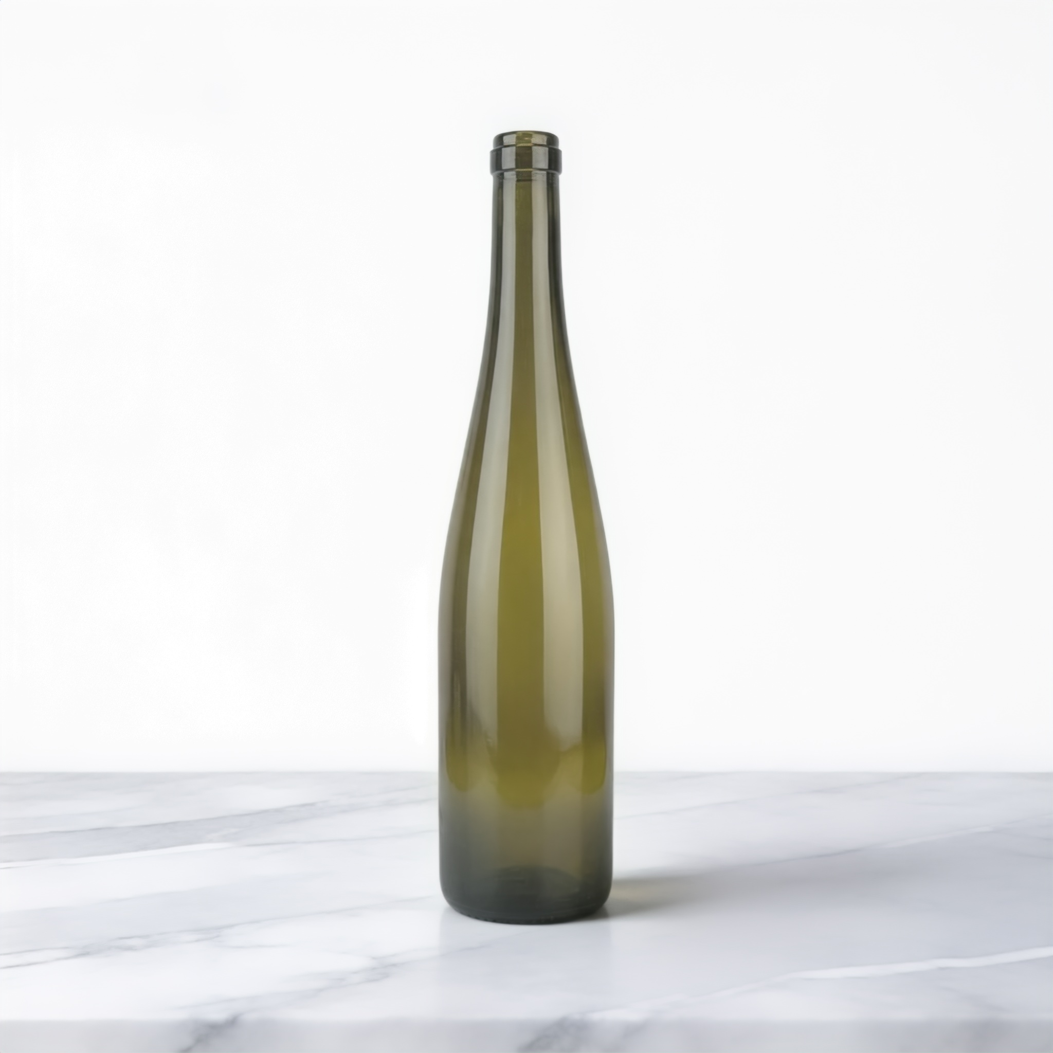 750ml Antique Green Slender Rhine Glass Wine Bottles Cork Top For Riesling 542g 5716K-1