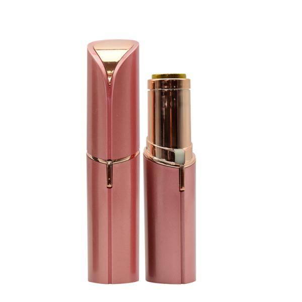 Rechargeable Mini Painless Face Hair Remover Gold Plated Lipstick Shaped