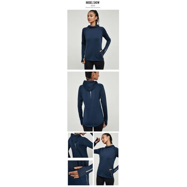 Hoodie йоги быстрый сухой Breathable с пуловером легковеса отверстия большого пальца руки задействуя