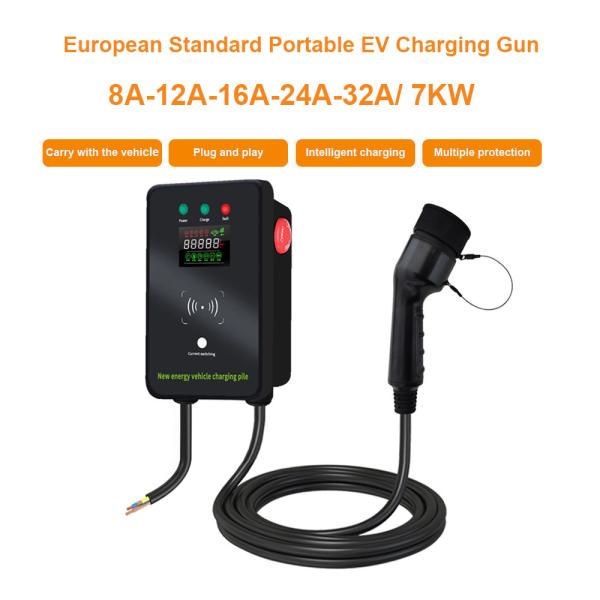32a 7kw Home Ev Charger Cable 19.6ft Type 2 Ev Charging Station Wallbox