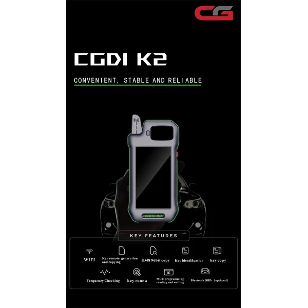 2025 Wifi CGDI K2 Professional Multi-functional Smart Locksmith Key Tool Remote Generator Support 96Bit ID48 Copy