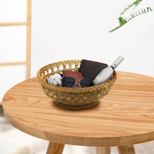 Natural Bamboo Bread Baskets, 3 Pack Hand Woven Round Fruit Baskets For Serving, Handmade Picnic Basket, Wicker Decoration Storage For Living Room Kitchen Restaurant