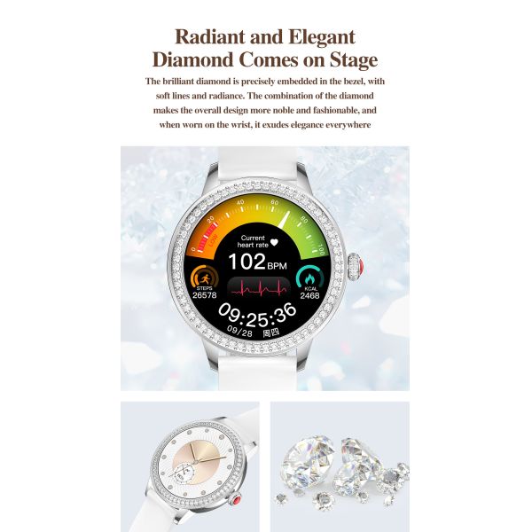 Eraysun China TK26 Lady Smart Watch With Round 1.26inch Fashion Cheap Waterproof 2025 IP67 Waterproof Female XOFIT Smartwatch