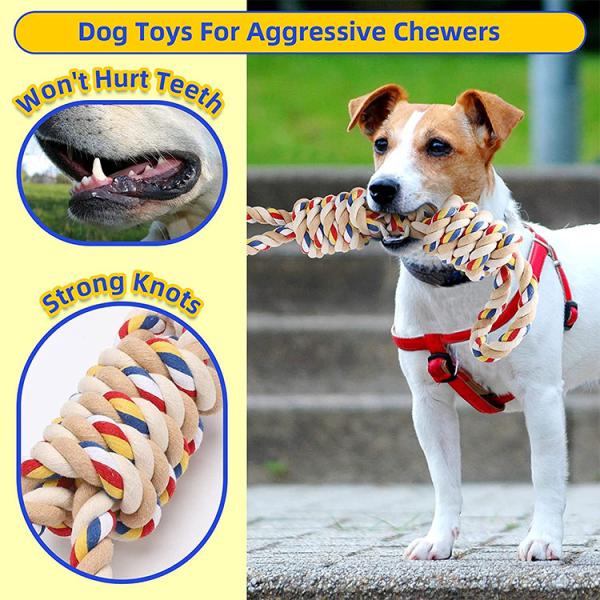 Dogs High Durable Rope Toy Large  Interactive Bite Pet Knot Toy Colors  Shows Long-lasting