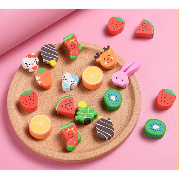 OEM ODM TPR PVC Erasers Kids Stationery supplies 3D Animal, Food, Plant, Vegetables, Fruits  disassembled and assembl