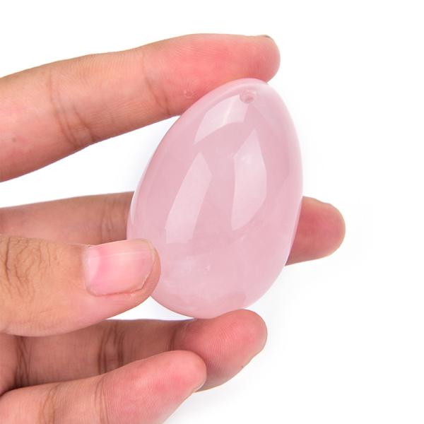 3pcs 3size Jade Egg Drilled Vaginal Tightening Body Massage Natural Rose Quartz Yoni Eggs For Women Kegel Exercise