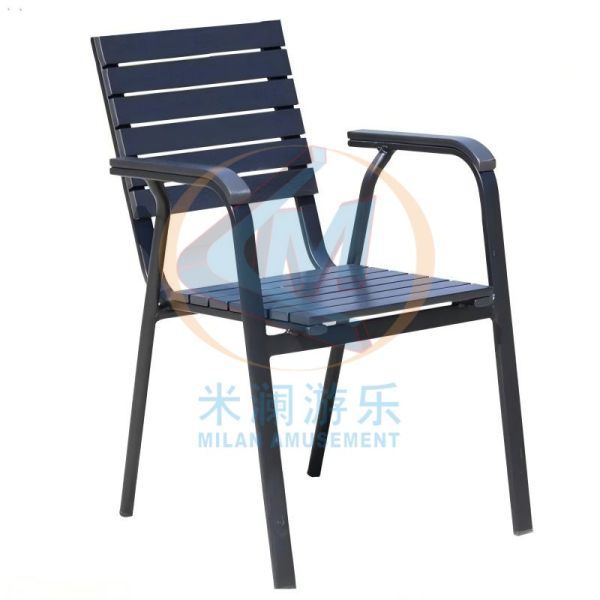 Black Plastic Wood Leisure Chair Waterproof 57*58*89CM