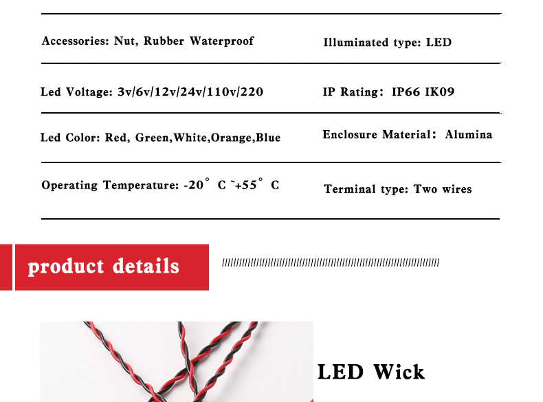 16mm Indicator Light Waterproof Five Colors Optional Oxidized Black Strip Line signal Light