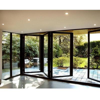 Double Triple Glass Aluminum Folding Door Sound Insulation Indoor Folding Glass Doors