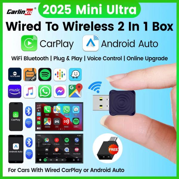 Bluetooth Version 5.4 Carlinkit Ultra Wireless Carplay Adapter for iPhone and Android