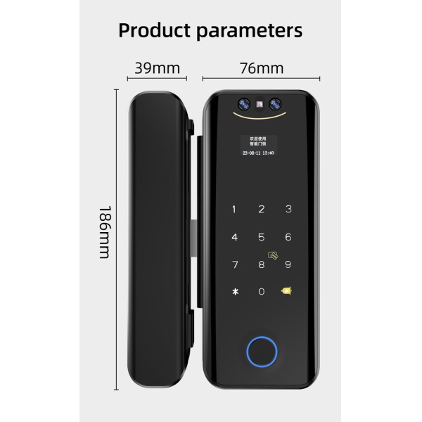 YAGU Smart Electric Lock Smart Wifi Digital Double Sliding Glass Door Handle Lock Tuya with Face Recognition Smart Lock