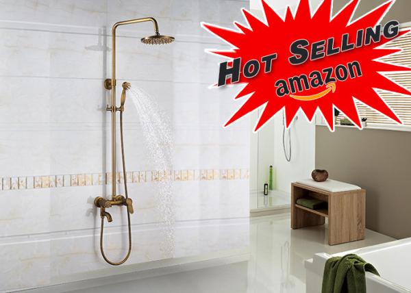 Sliding Brass Luxury Exposed Bath Shower Set Bronze Color Beautiful Appearance