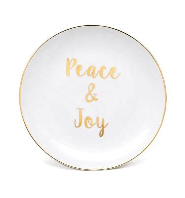 Dessert White Custom Porcelain Plates Ceramic Plate Printing Designs for Christmas
