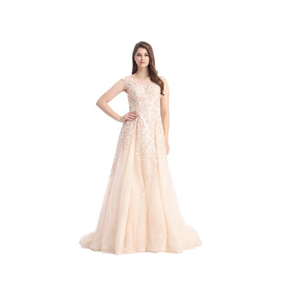 Short Sleeve Arabic Evening Dresses For Ladies / Sweetheart Off Shoulder Long Ball Gowns