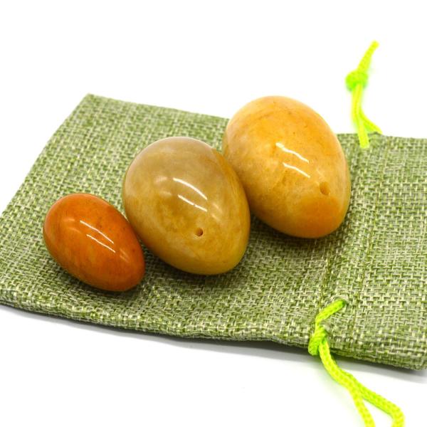 Regional Feature Yellow Jade Eggs Kegel Exercise Semi Precious Stone Eggs For Love Theme