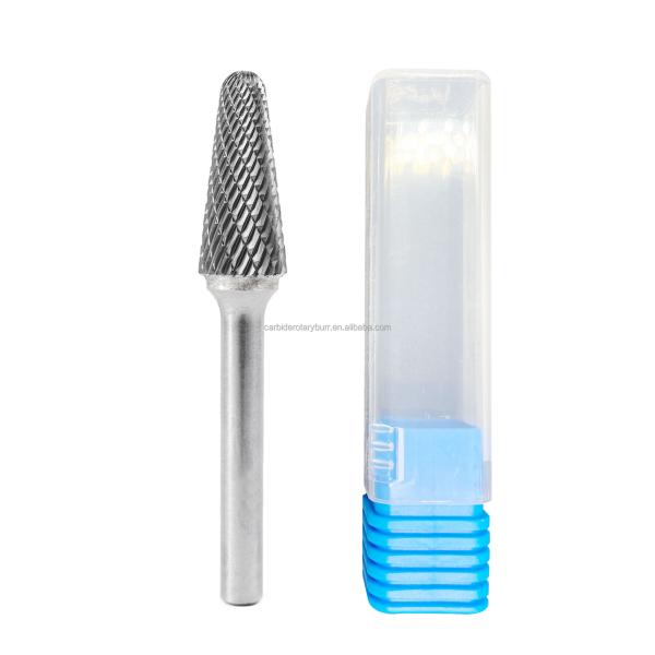 Free Sample Rotari Power Tool Parts 6mm Tree Shape Double Cut End Grinding Die Grinder Bits Tungsten Rotary File Carbide Burr