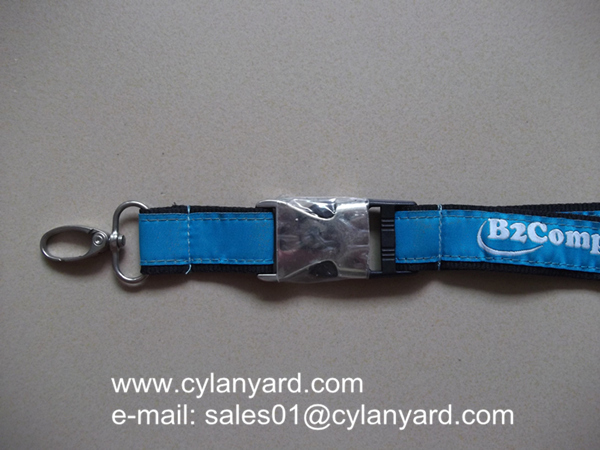 High Graded Jacquard Label Overlaid Lanyard With Metal Detachable Release Buckle