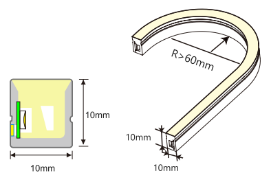 10*10мм Силиконовый неонный полоса IP67 24V водонепроницаемый 24V LED Neon Flex Внешний