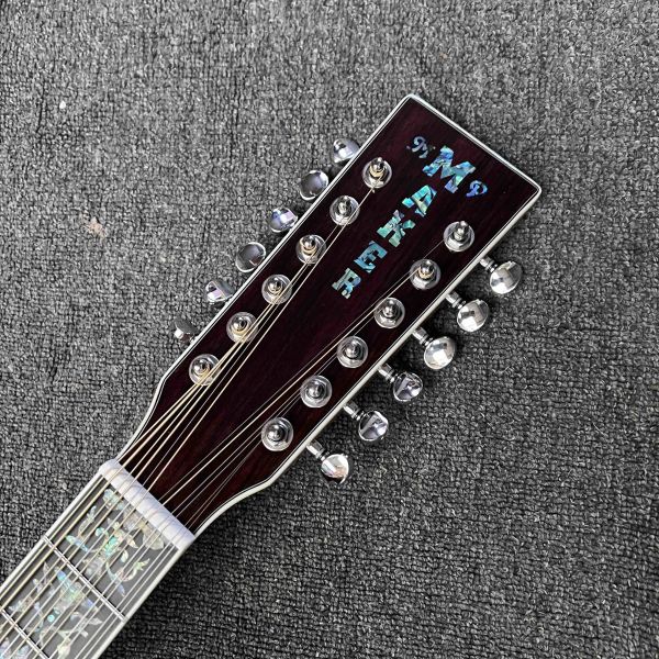 Custom 6/12 Strings Solid KOA Back Side Abalone Binding Acoustic Guitar with Customized Logo in Abalone