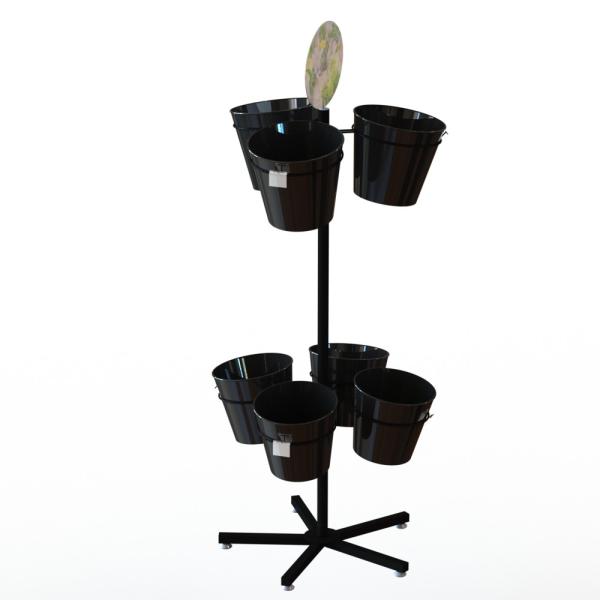 Florist'S Shop Bouquets Metal Floor Display Stand With 7 - 12 Flower Barrel