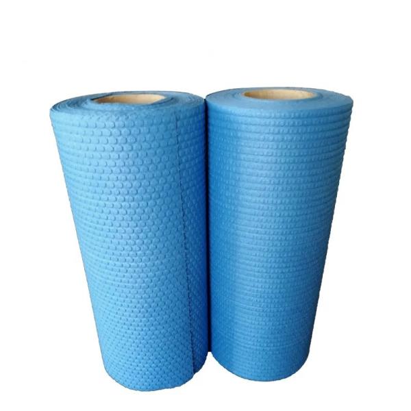 Blue Embossed Non Woven Cloths Cleaning Wipes Woodpulp Material