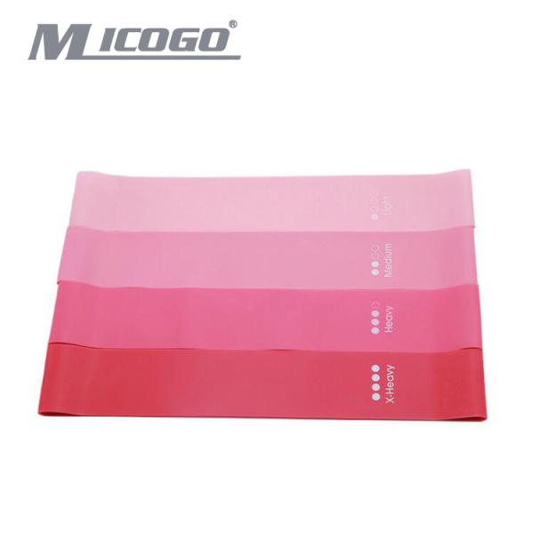 Logo Custom High Stretch Women Hip Butt Thigh Band 600*50mm 4 Pcs Set pink Mini Loop Resistance Band