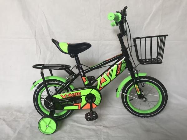 Vélo enfant 12 pouces antichoc pour extérieur avec design géométrique élégant et roues stabilisatrices