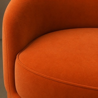 Sculptural Curved 2-Seater Sofa in Burnt Orange Upholstery SF-010
