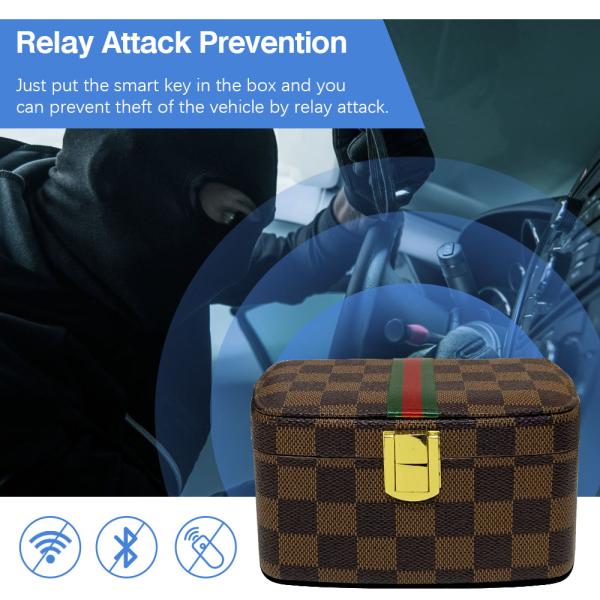 Pu Leather Remote Control RFID Key Fob Signal Blocker Box