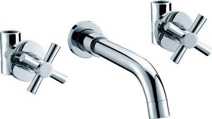 Ceramic Cartridge Wall Mount Bathroom Sink Faucet with Two Handles , Basin faucet